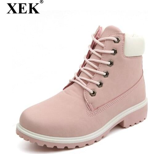 XEK New 2018 Autumn Winter Shoes Women Snow Boots Warm Plush for Cold Winter Fashion Women Boots Ladies Brand Ankle Boots WFQ93