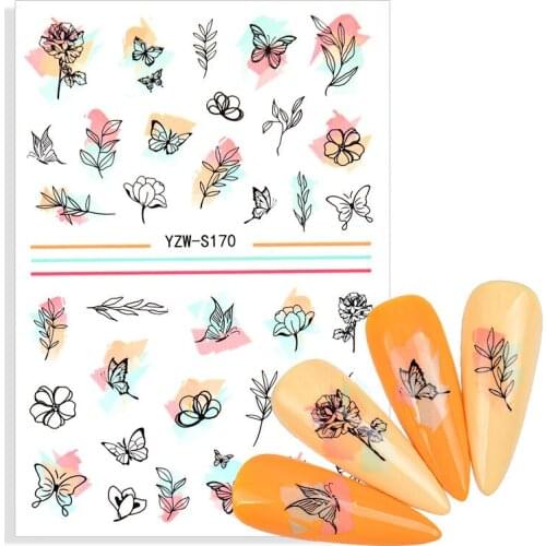 2021 New Stickers For Nails Flowers Leaves Designs Sliders Nail Art Decorations Decal Manicure Self-adhesive Polish Foils Tip