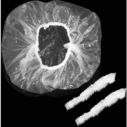 100pcs Disposable Hotel Waterproof Shower Cap One-off Home Shower Bathing Clear Hair Bonnet Fresh-keeping Bag for Refrigerator