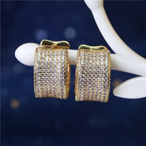 Simple Geometric White CZ Zirconia Crystal Hoop Earrings Fashion Women Jewelry Circle Earrings Mirco Pave CZ Hoop Women Earrings