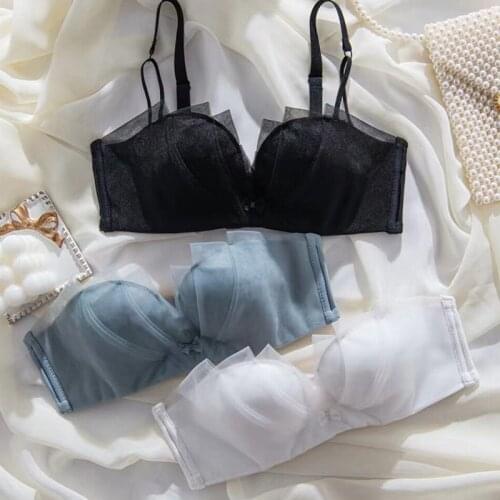 Roseheart New Women Fashion Yellow Purple Wireless Bra Sets Half Cup Lingerie Straps Cotton Panties Sexy Lingerie Set Plus Size