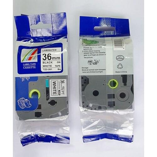 Compatible ptouch cassette ribbons tz laminated tape tz-261 tze-261 36mm black on white tz261 tze261