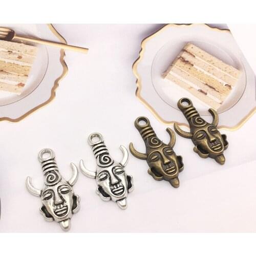 10Pcs Mask Charms Pendants 19mm x 32mm DIY Jewelry Making Alloy Findings Accessory For Necklaces Earrings