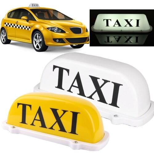 Cab Taxi Top Roof Sign Light Lamp Magnetic Base Plastic White Indicator 12V