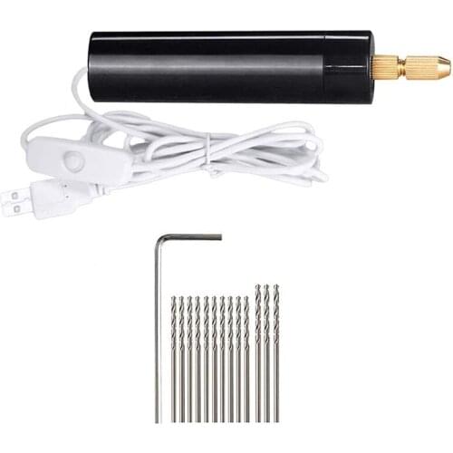 TOP 0.7-1.2Mm Micro-Electric Hand Drill Set for Resin,Electric Mini Drill for Jewelry Making Electrical Pin Vise Kit