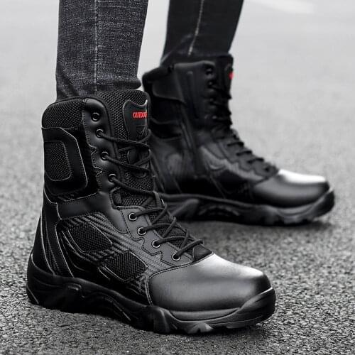 ZEEKSON Winter high-top Martin boots mountaineering warm snow boots non-slip outdoor convenient zipper tooling mens boots