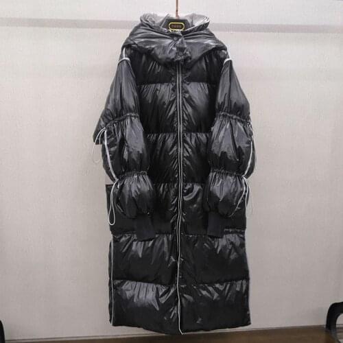 Women Long White Duck Down Jacket With Hood Detachable Female Thick Loose Soft Down Coat Windproof Casual Feather Coat
