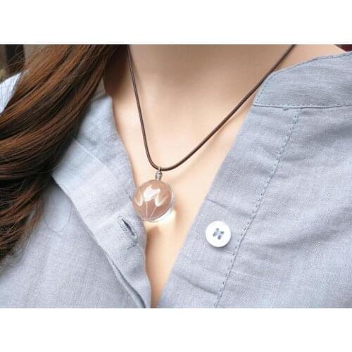 1PCS Handmade Necklace Dandelion Glass Ball Pendant Necklace Charm Trendy Natural Dandelion Pendant Clear Lucky Glass Ball