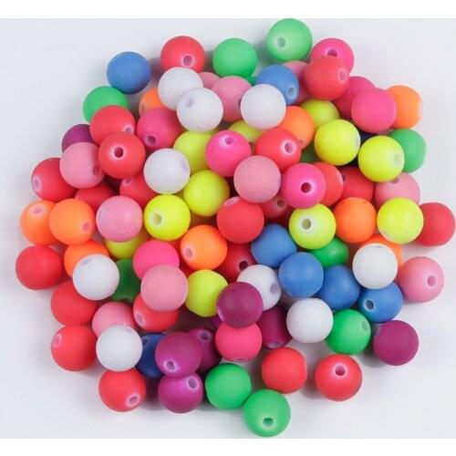 100Pcs/Lot Rubber Beads Charm Neon Round Beads 8mm Loose Spacer Acrylic Beads for DIY Handmade Bracelet Necklace Accesories