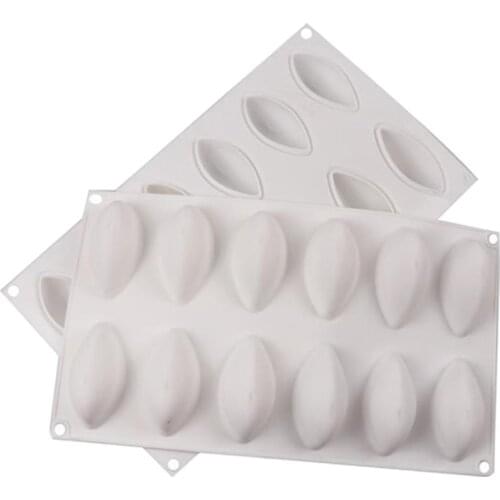 12 Cavity Silicone Cake Fondant Mold Form Quenelle Shaped Mould Mousse Cake Tool