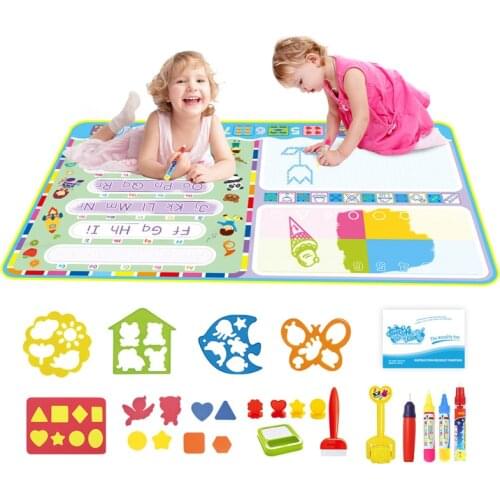 120x70cm Magic Drawing Board Doodle Mat with Water Painting Pen Letters/Number Cognition Educational Toys for Kids Coloring Toys