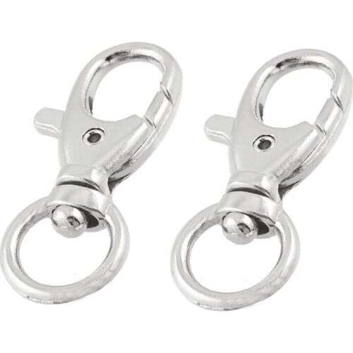 2 Pcs Silver Tone Metal Keychain Keyring Lobster Clasps Swivel Clips