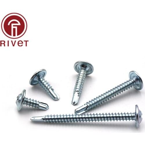 20 PCS Carbon Steel Galvanized Phillipps Cross Recessed Truss Head Drilling Bolt Round Head Self Tapping Tail Screws M4.2