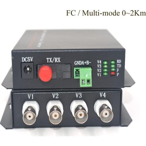 4CH Video Fiber optic Media Converter (Tx / Rx) - Multi mode 2Km Transmitter Receiver for Security System CCTV
