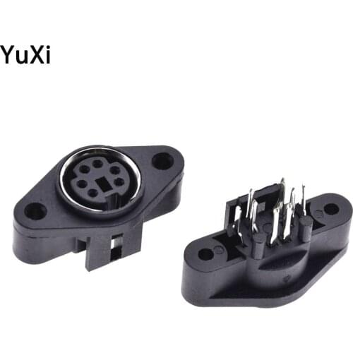 5pcs MDC/S Terminal Socket DIN Jack Connector Mini PS2 6Pin 6P with Fixed Hole Mouse Keyboard DIN Port Socket