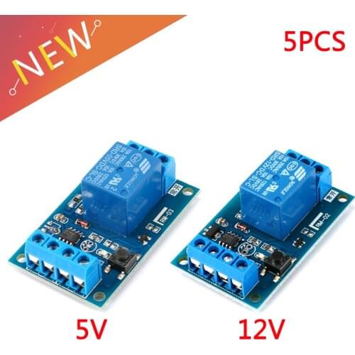 5Pcs/lot 5V 12V Single Bond Button Bistable Relay Module Modified Car Start and Stop Self-Locking Switch One Key