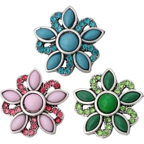 5pcs/lot New Multicolor Beads Flower Snap Jewelry Beads Snap Buttons Fit 18mm Snap Bracelet Necklace for Christmas Gift