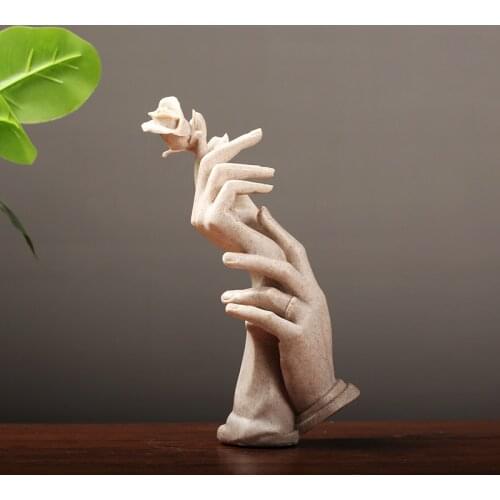 EUROPEAN-STYLE ABSTRACT ART RESIN HAND-HELD ROSE ORNAMENTS RETRO SANDSTONE HAND SCULPTURE HOME DECORATION BIRTHDAY WEDDING GIFT