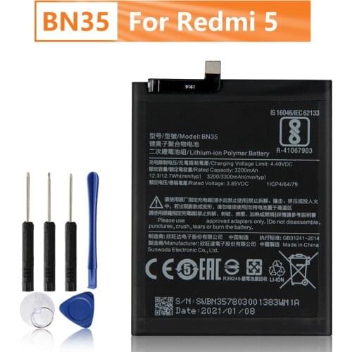 Xiao Mi Original BN35 Battery For Xiaomi Red mi 5 5.7 Redrice 5 BN35 Genuine Replacement Phone Battery 3300mAh With Free Tools