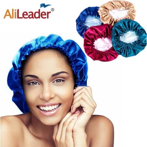 Alileader 1 Pack Sleeping Caps Satin Bonnets Hair Loss Cap Night Cap Salon Sleep Bonnet Cap Hat Red Blonde Blue Purple For Women