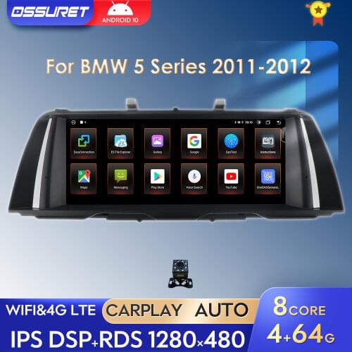 Android 10 Car Radio GPS Navigation Multimedia Player For BMW 5 Series F10 F11 520i 525i 528i 2011 2012 Carplay 10.25" 1Din SWC