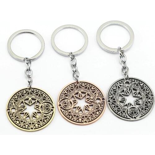 Latest Design Cardcaptor Sakura Keychain key chain Animal Jewelry 3 Colors Card Captor Symble Metal Key ring Holder wholesale