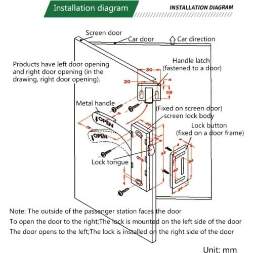 Anti-rust Zinc Alloy Screen Door Latch Handle Used for Cargo Trailer RV Motorhome Entry Door Easy to Install A5KD