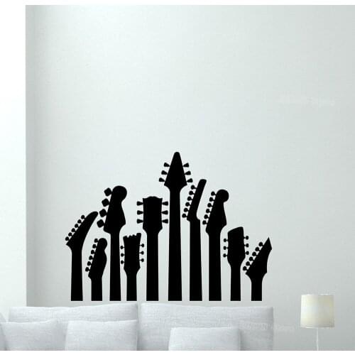 Guitar Wall Decal Music Studio Vinyl Sticker Rock Metal Art Decor Mural Boys Teens Room Decoration Instrument Stickers Z329
