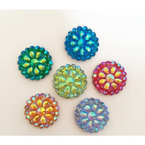 HOT 300PCS Random mix Bling AB Resin Round Flatback Rhinestone Buttons 2 Hole C99A*10