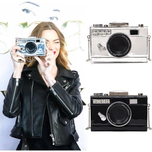 Personalized fashion vintage camera design unique shape clutch shoulder bag ladies casual mini messenger bag purse wallet flap