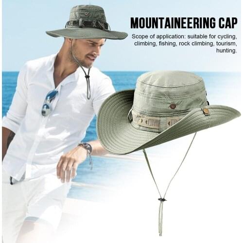 Summer Fishing Hat Man Women Wide Breathable Mesh Fishing Cap Beach Hats Sun Mens Outdoors UV Protection Shade Hat
