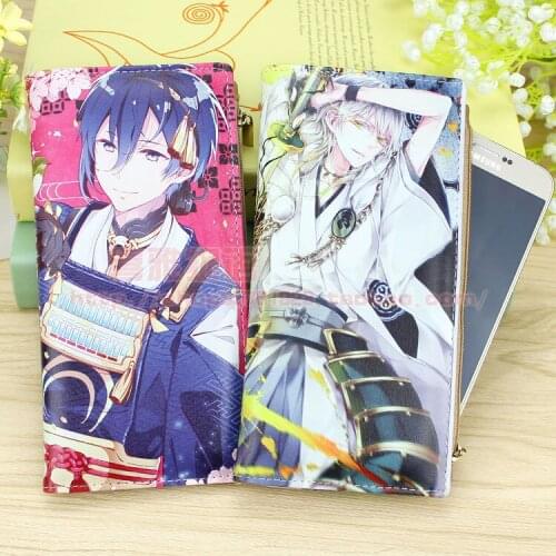 Hot Touken Ranbu Online cos Mikazuki Munechika Tsurumaru Kuninaga Fashion full color printing cartoon man woman long PU Wallet