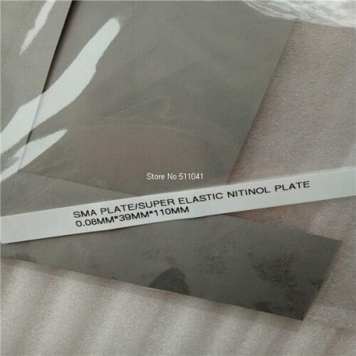 1PC NiTi PLATE,NiTi sheet,SUPER ELASTIC Nitinol plate sheet 0.08mm*39mmx110mm ,SMA plate ,free shipping