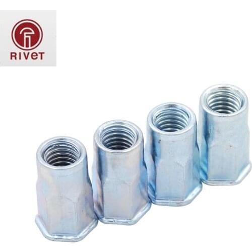 M4/M5/M6/M8/M10 Carbon Steel Small Flat Head Half Semi Hex Hexagon Countersunk Head Open End Rivet Nuts Insert Rivet Nut
