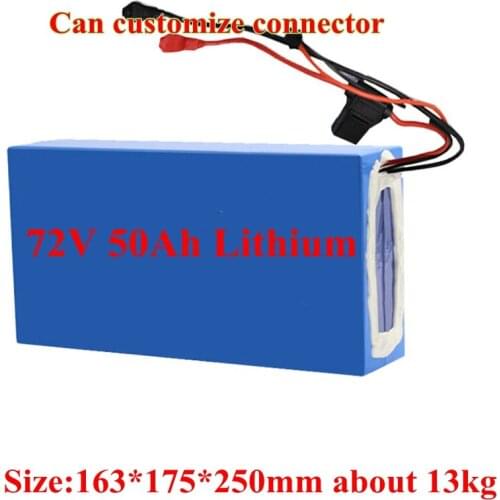 Power 72V 50Ah Lithium Li Ion Battery Pack with 100A BMS for 3000W 3500W Electric Motorcycle E-scooter EV Forklift +10A Charger