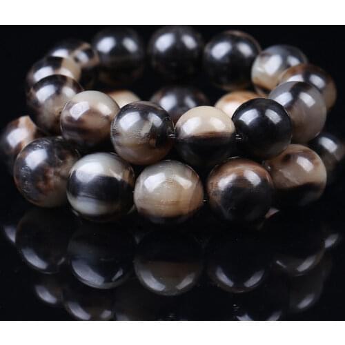 BB-203 Tibet Natural Yak Horn Round Beaded Bracelet for Man Healthy 16mm 18mm 20mm 22mm