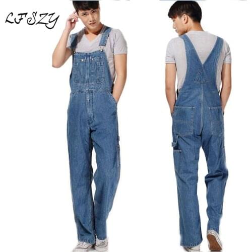 Hot 2020 Mens Plus Size Overalls Large Size Huge Denim Bib Pants Fashion Pocket Jumpsuits Male Free Shipping Brand