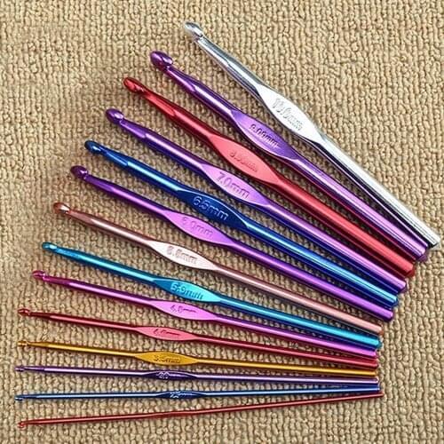 8/12p Metal Handle 2-8mm Crochet Hook Set Colorful Stainless Steel Knitting Needles Yarn Sweater Weave Sewing Needles Craft Tool