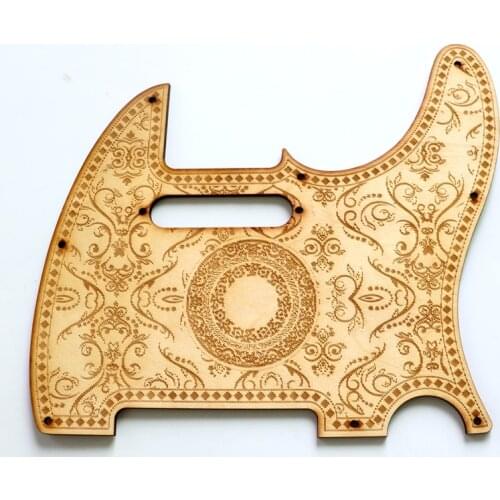 Carved pattern brass wood Tele guitar pickguard for standard neck pickup with screws