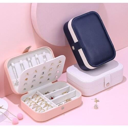 Protable Jewelry Boxes 2layers Storage Case for Earrings Rings Necklace Women Girls Gift