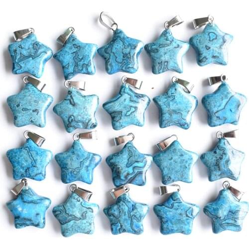 2020 Hot selling high quality natural blue onyx five-pointed star charms pendants for jewelry making 50pcs/lot Wholesale free