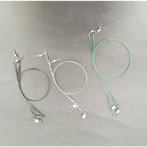 20Pcs 15/20/25cm Anti-Bite Steel Leader Wire Leashes with Swivel Pin Fishing Lure Tackle Tool Accessories Pike Bass