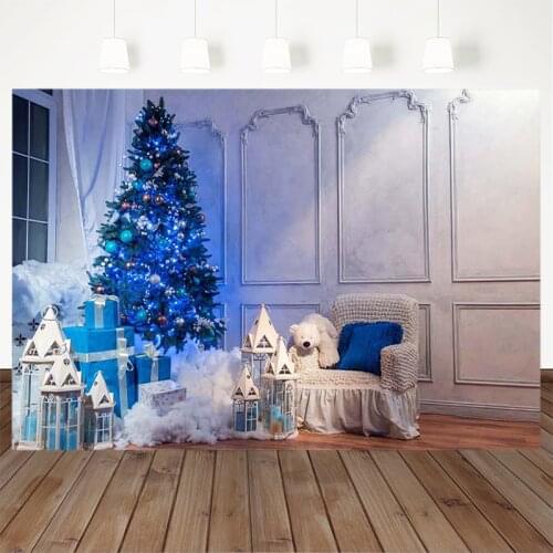 Christmas Photography Background Christmas Tree Gift Cotton Doll Bear Indoor Backdrop Decoration Props Banner For Photo Studio