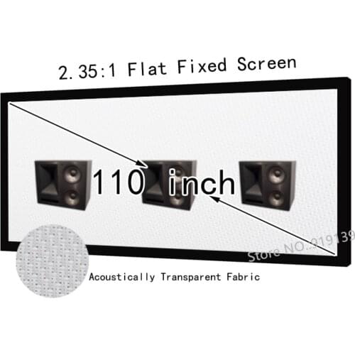 Widescreen 110inch Diagonal Sound Transparent Screen , 2.35 By 1 Fixed Frame Flat Surface Screens