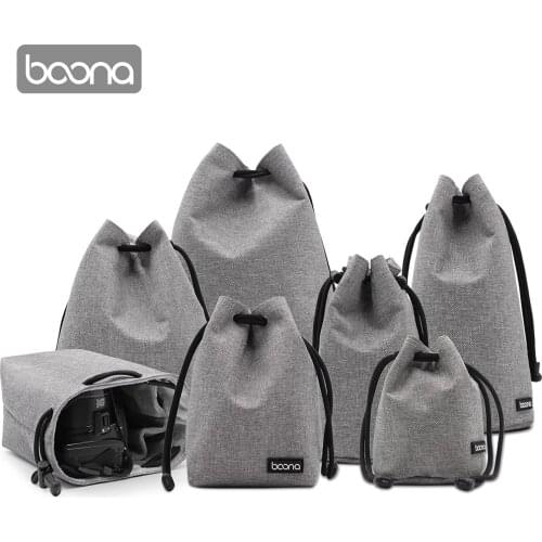 BOONA Camera Bag Lens Bag Camera Pouch Lens Case Drawstring Pouch for DSLR Nikon Canon Sony Pentax Waterproof Velvet Protect