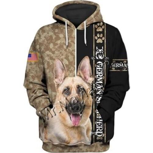 Unisex 3D German Shepherd Graphic Hoodie Harajuku Hoodie Alt Clothing Animal Crossing Streetwear Oversized Hoodie Pullover QW-10
