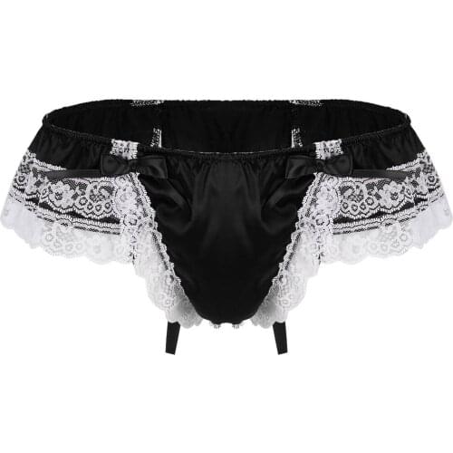 Luxury Sexy Mens Underwear Men Briefs Lingerie Man Open Butt Breathable Lace Low Sissy Gay Underwear Large Size T-back Penis