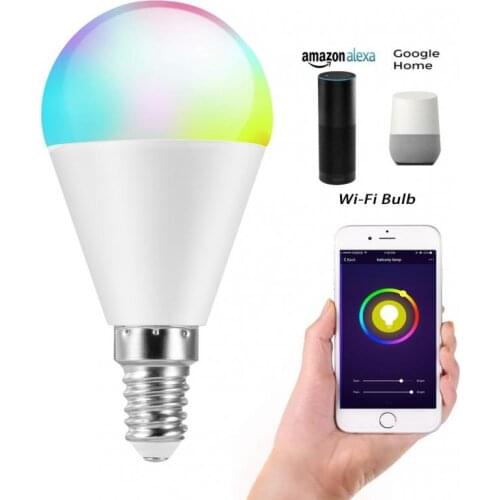 Tuya smart bulb E14 E27 WIFI RGB+CCT led light bulb APP wireless control timing dimming color change support alexa google siri