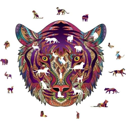 Unique Wooden Jigsaw Puzzles Mysterious Tiger Puzzle Gift For Adults Kids Educational Puzzle Fabulous Gift Interactive Games Toy