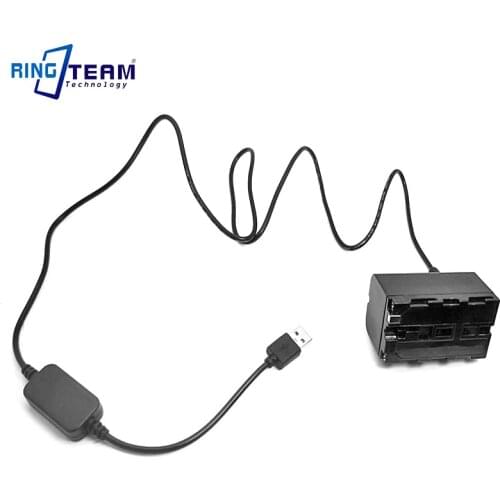 DC 5V USB Power Cable + NP-F750 NP-F550 NP-F970 Battery DC Coupler for Camera Nanguan YongNuo Godox Photography LED Light Lamp